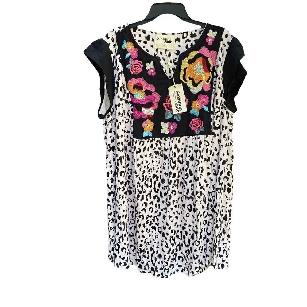 Savannah Jane Snow Leopard Dress Sz 2XL NWT